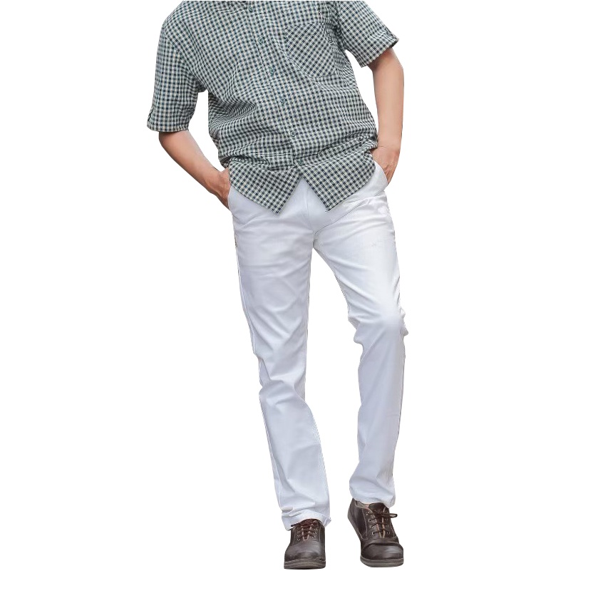 CELANA PANJANG CHINO PRIA SLIMFIT WARNA PUTIH BRIGHT WHITE TWILL COTTON UKURAN M-XL