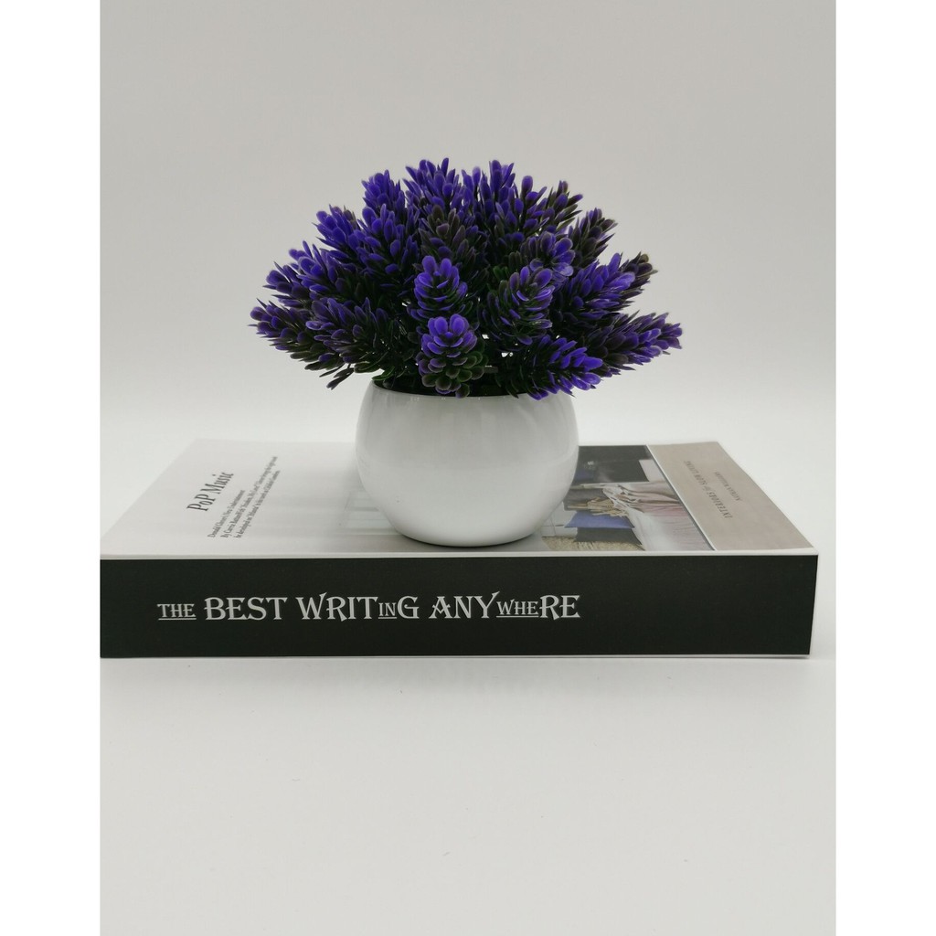 Tanaman Pot Mini Bonsai Cemara Dekoratif Bunga Plastik-Biru