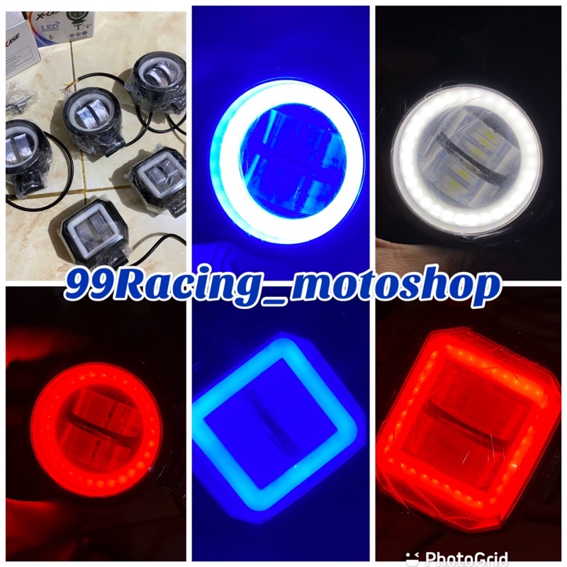 type H series Lampu tembak sorot LED CWL 2 mata lensa 4D 20watt cree angel eye biru breket spion