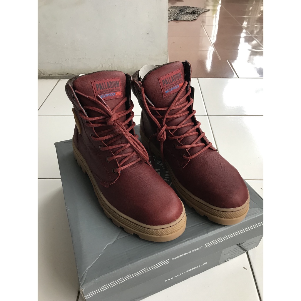 Sepatu Palladium Pallabose SC Waterproof Maroon High New 100% ORIGINAL BNIB