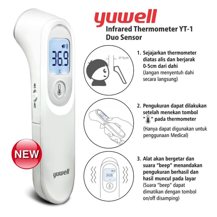 TERMOMETER INFRARED YUWELL YT-1 DUO SENSOR-GARANSI 2 TAHUN !!