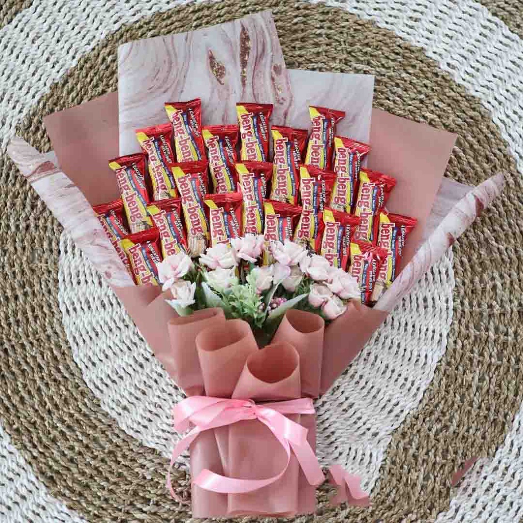 Buket Bouquet wisuda-acara besar-mahar boneka coklat snack bisa request