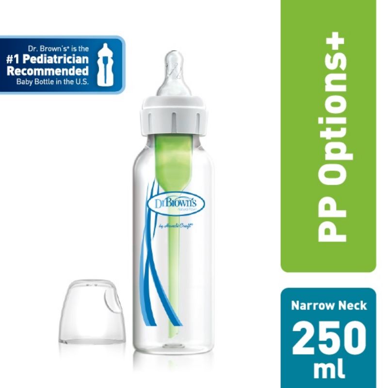 Dr.Brown's PP Narrow Neck Options+ Dr Brown Botol Susu Bayi PP Slim 60ml 120ml 250ml