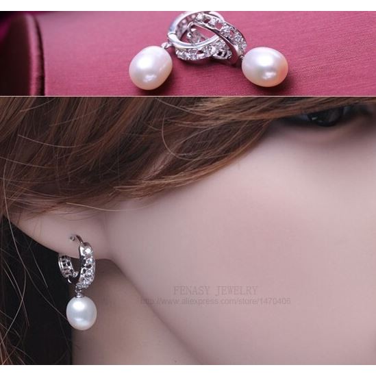 Anting Korea Jepit Mutiara Air Tawar ASLI - A005