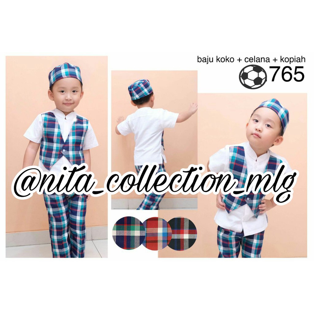 Setelan Koko Anak Kotak Kotak