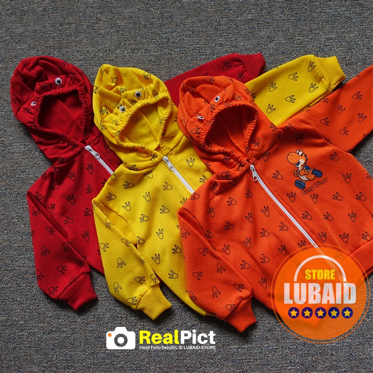 [AJK-RF07] LUBAID STORE, Jaket Hoodie Fleece Bayi 3-18 Bulan, REDFOREST Sweater Baby Dino WT, Hangat-5