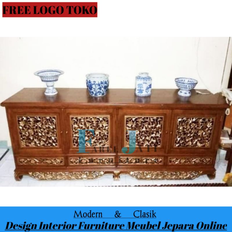 BUFFET UKIR PALEMBANG UKIR MINIMALIS JATI FURNITURE MURAH MEWAH