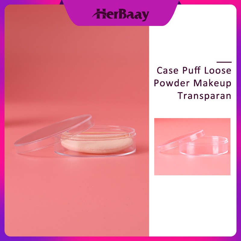 

Herbaay Case Puff Loose Powder Makeup Transparan Wadah Case Empty Cosmetic Loose Powder Puff Box