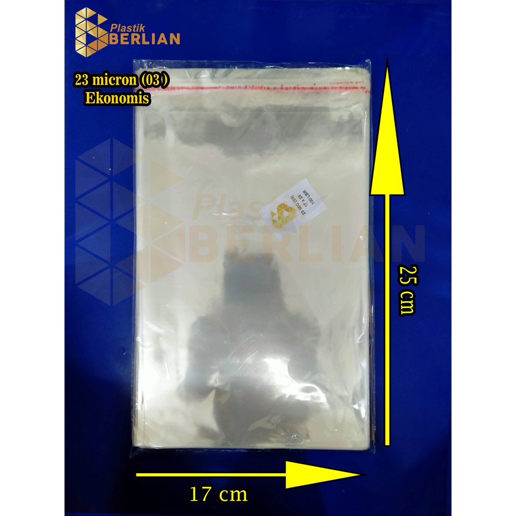 

17 x 25 cm Plastik OPP EKONOMIS 23micron (100 lbr) (lem/seal)