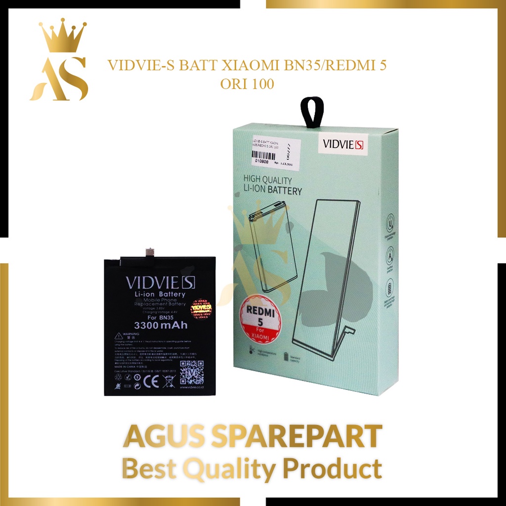 VIDVIE-S BATERAI XIAOMI BN35 / REDMI 5 ORI 100 / BATTERY / BATRE