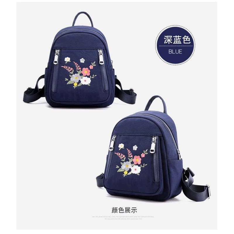 Hot Sale 11.11 Chibao Kecil Bordir | Fashion Women Backpack Flower | Bordir Beautiful Bag Travel Student School Small Casual