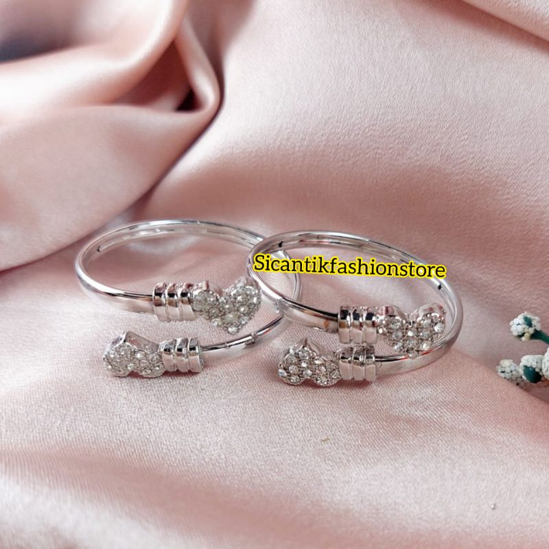 Gelang Titanium Anak Silver Motif Love Terbaru Terlaris Anti Karat Tidak Luntur Gelang Anak Kekinian Mewah Terbaru