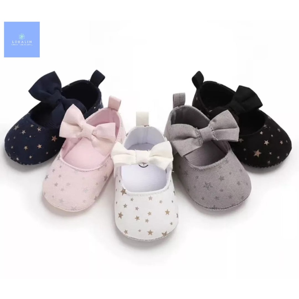 Sepatu Bayi Perempuan Motif Bintang-Prewalker Pita 0-14 Bulan