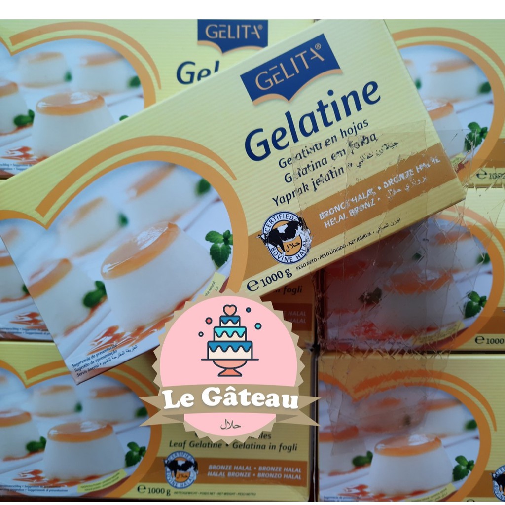 

10 lembar gelatine sheet / gelatin lembar halal Gelita