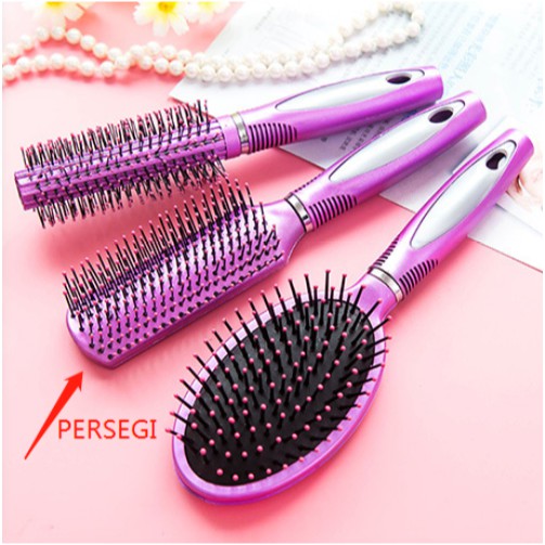 Sisir Ungu Anti Statik Comb Airbag Hair Massage Rambut Kriting OVAL TABUNG PERSEGI