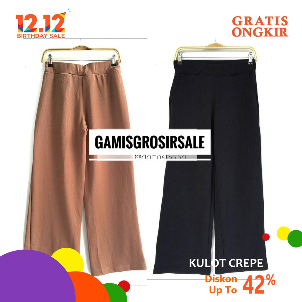  Best Seller Celana  High  Waist  Cullote Crepe Pants Kulot  