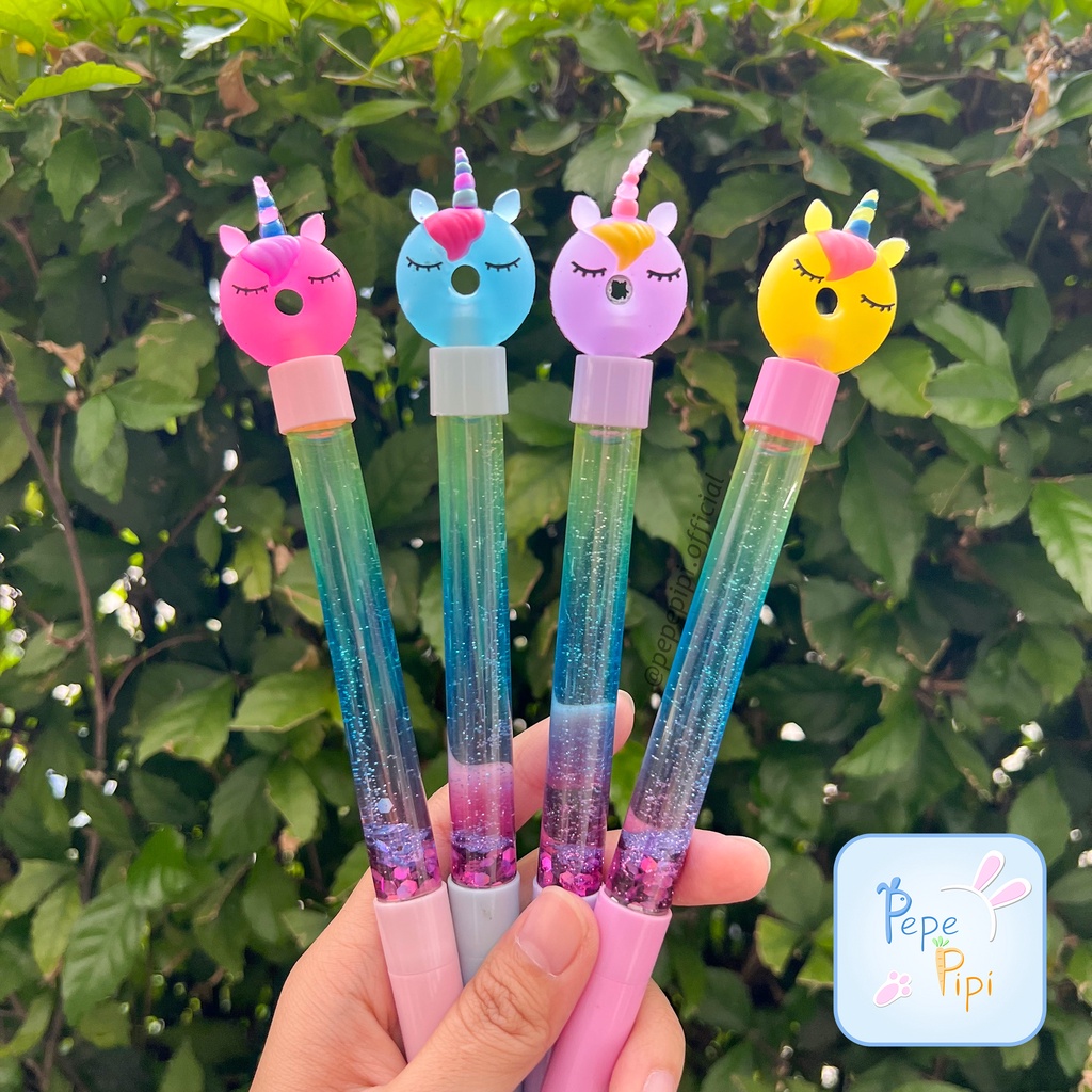 Pena Air Glitter Unicorn Bolpen Pen Pulpen Gelpen Karakter Gliter Pony