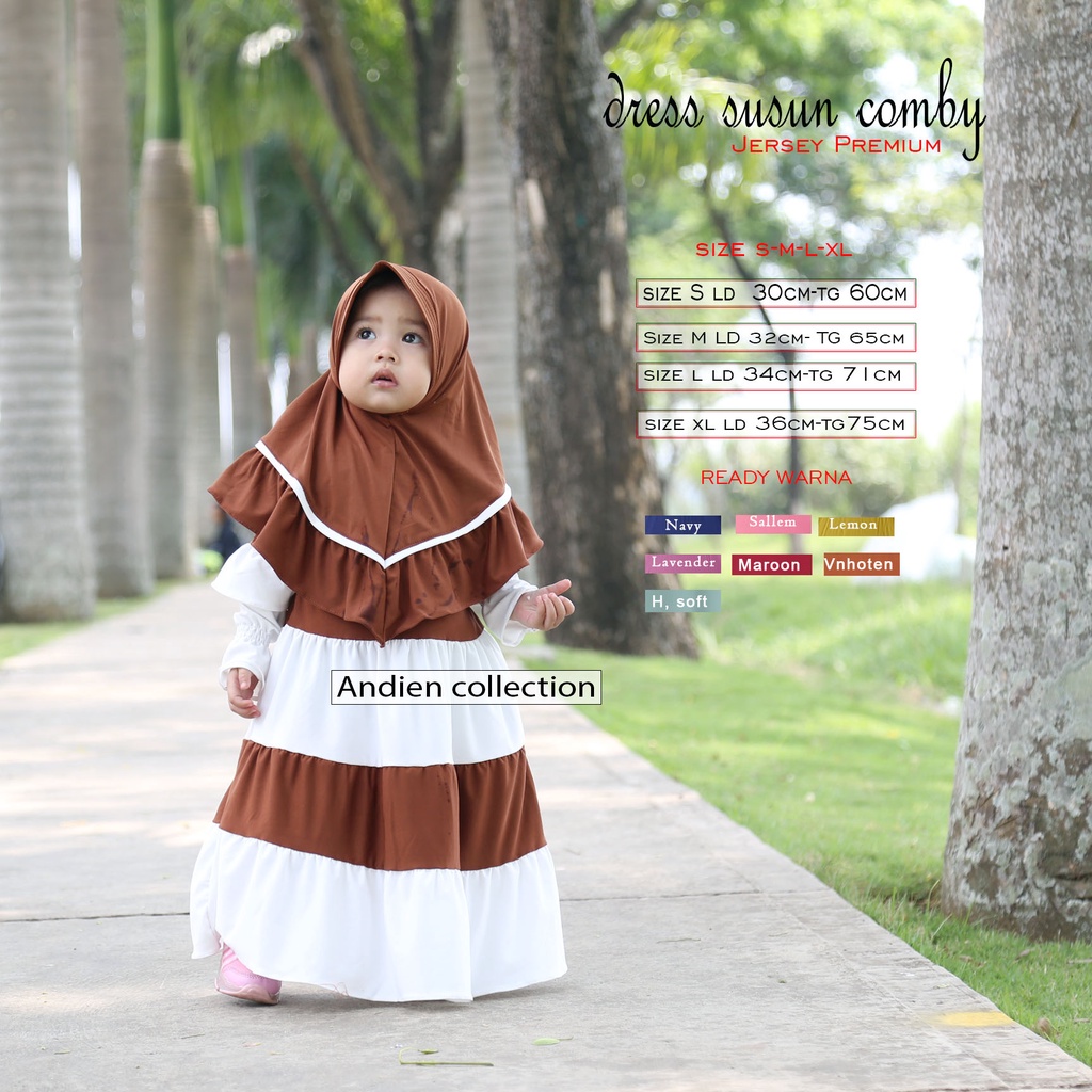 Dress anak susun Comby Size S-M-L-XL (By: andien collection)