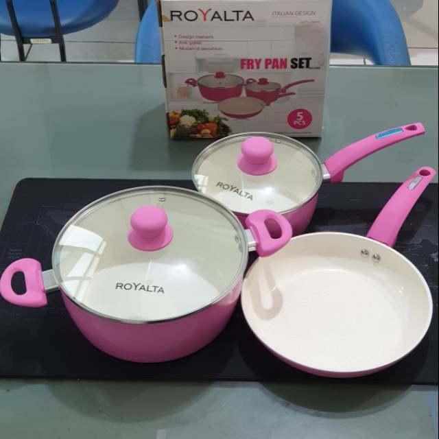 Royalta Fry pan set 5pcs warna pink