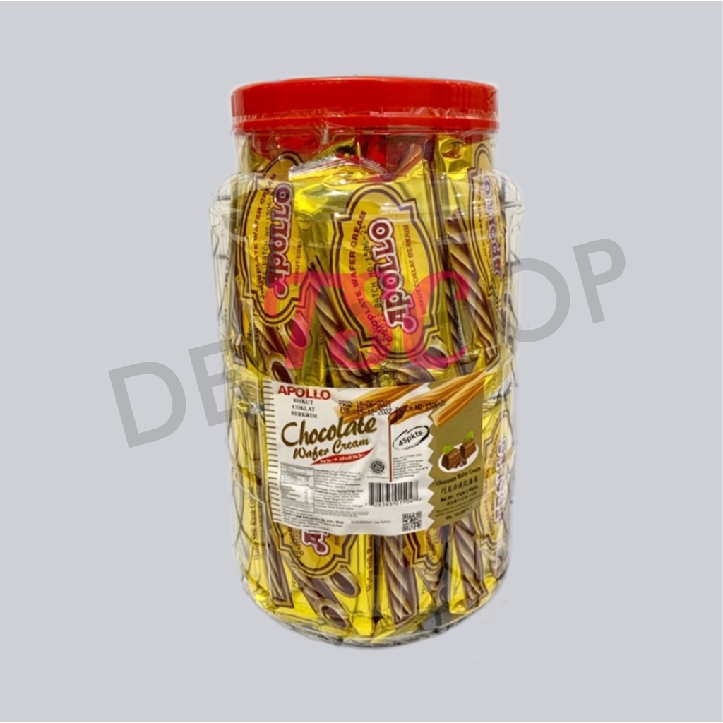 

APOLLO CHOCOLATE WAFER CREAM STICK TOPLES 45'S X 11GR