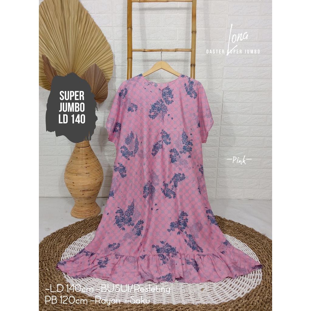 LD 140cm (40 Motif) Daster SUPER JUMBO dan Daster Kaftan LD 150cm Ruffle (Part 1) Daster Rempel JUMBO Daster Viral-Lona Pink
