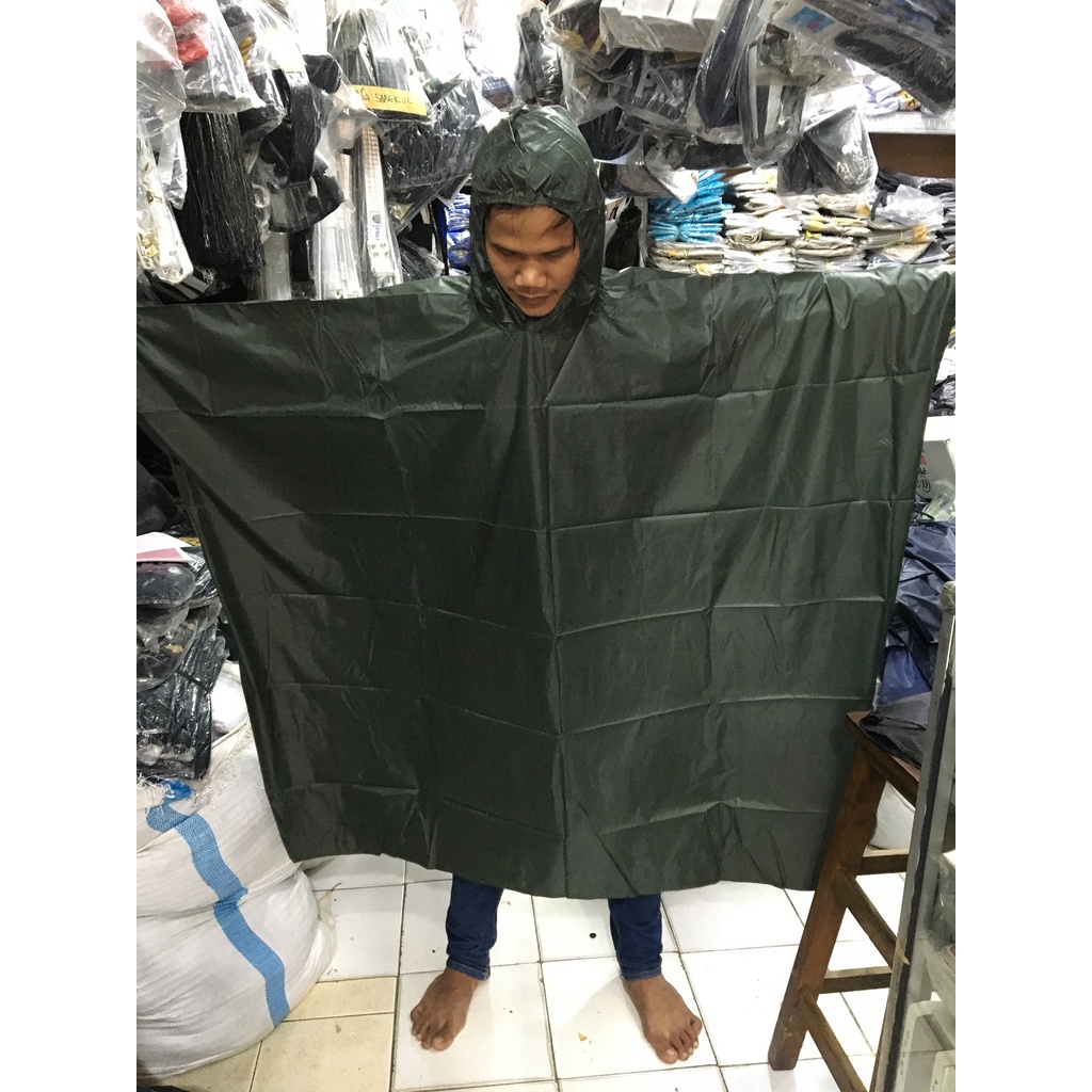 Jas Hujan Ponco Jas Hujan Raincoat Ponco Terusan Hijau