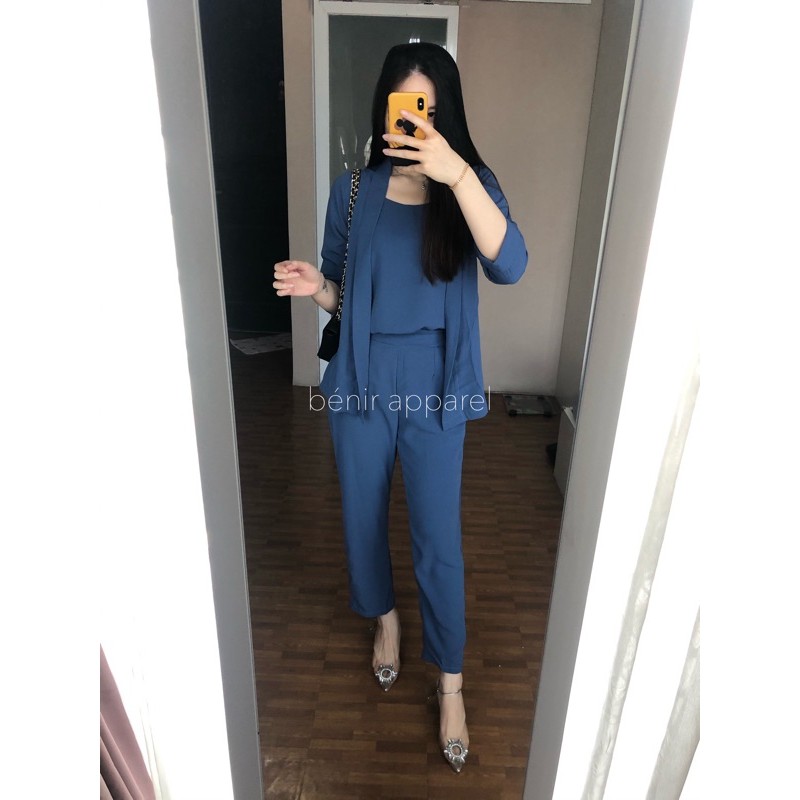 Novela set pants benir apparel-blue