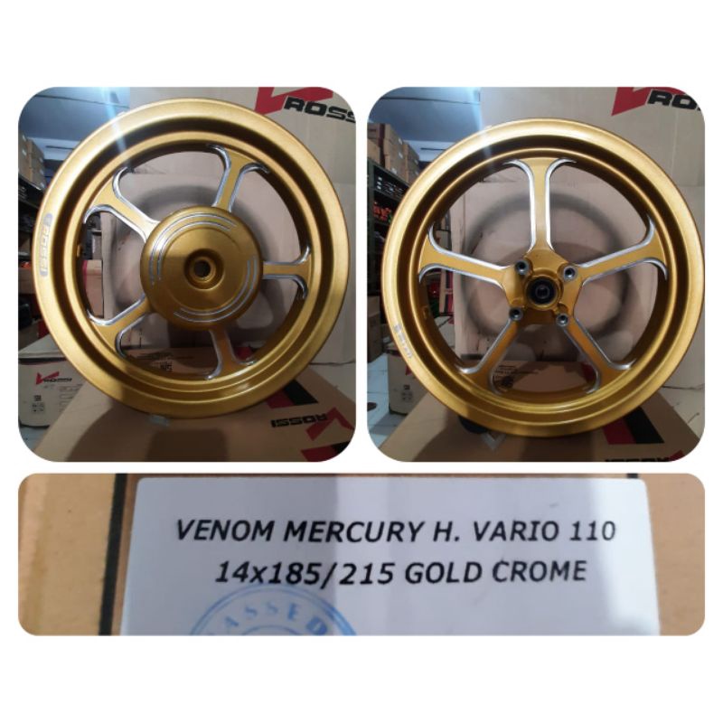 Velg Rossi Venom Mercury Vario 110 Ring 14 185/215 Gold Chrome - Velg ROSSY VENOM MERCURY Pnp V110 B