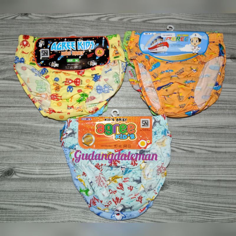 Celana dalam anak cowok agree / TAFT KIDS / celana dalam anak cowok Warna motif 3PCS