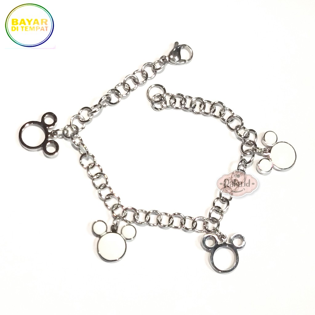 Raka Acc - Gelang Tangan Wanita Gelang Tangan TITANIUM Mickey Hitam Putih Perhiasan Wanita 316