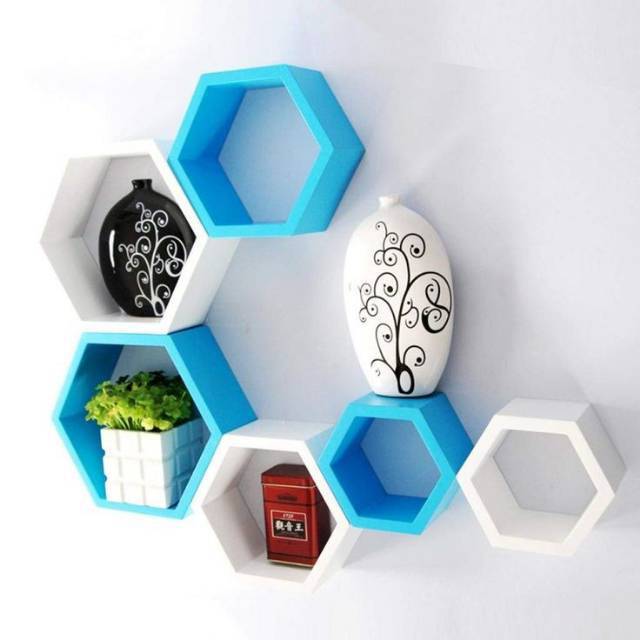 RAK DINDING HEXAGONAL 6 PCS