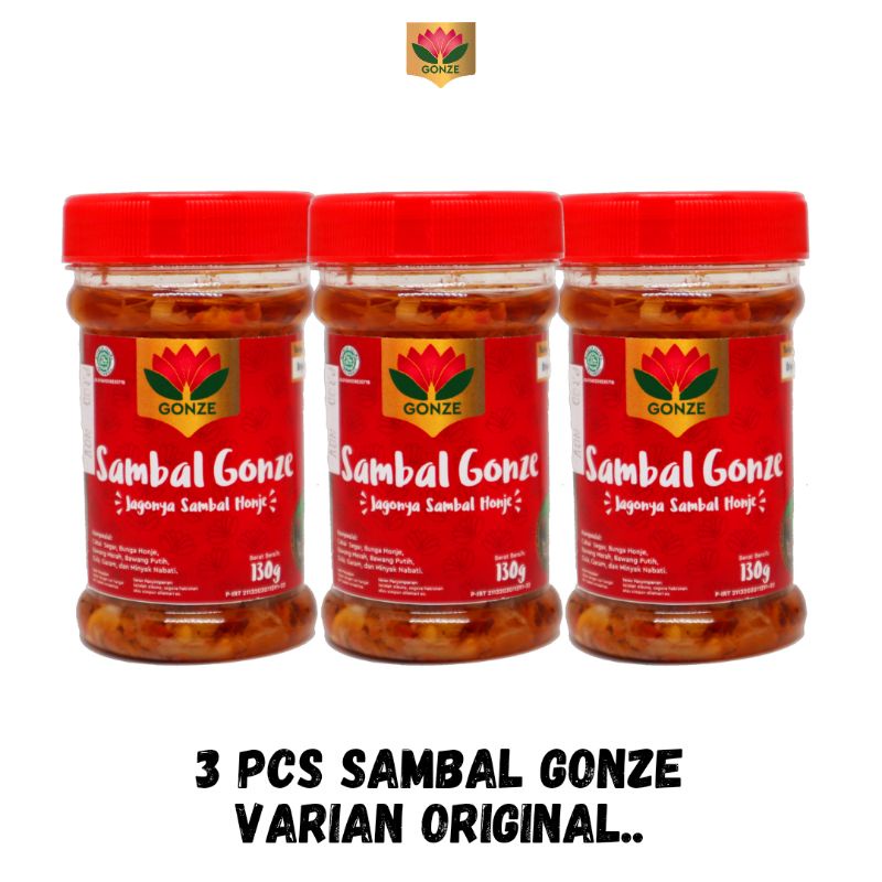 

Gonze reguler - HEMAT Original 3 botol sambal kecombrang original pedas / sambel honje reguler