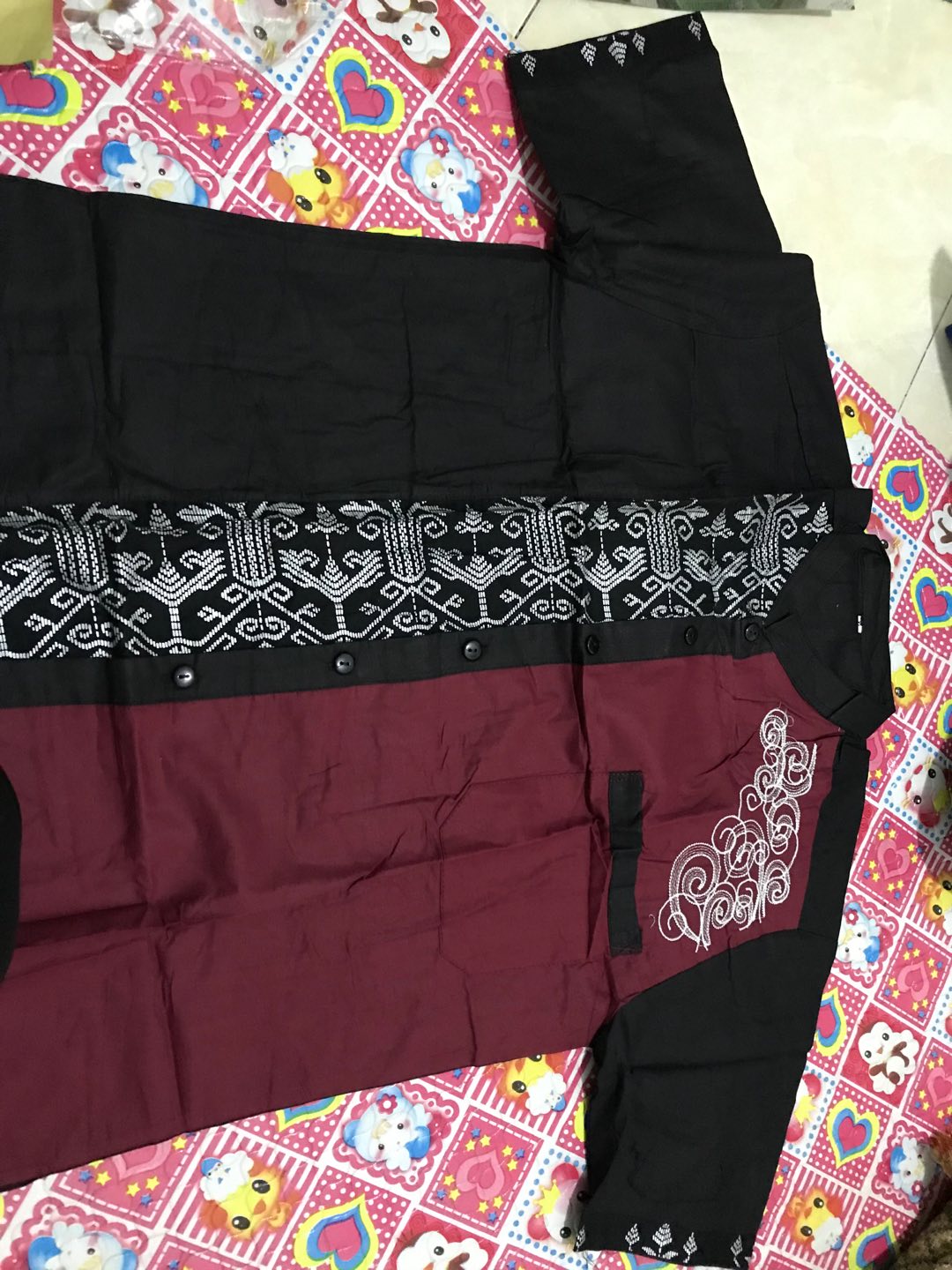 Baju Batik Koko Kombinasi Bordir Reguler M L Xl Original