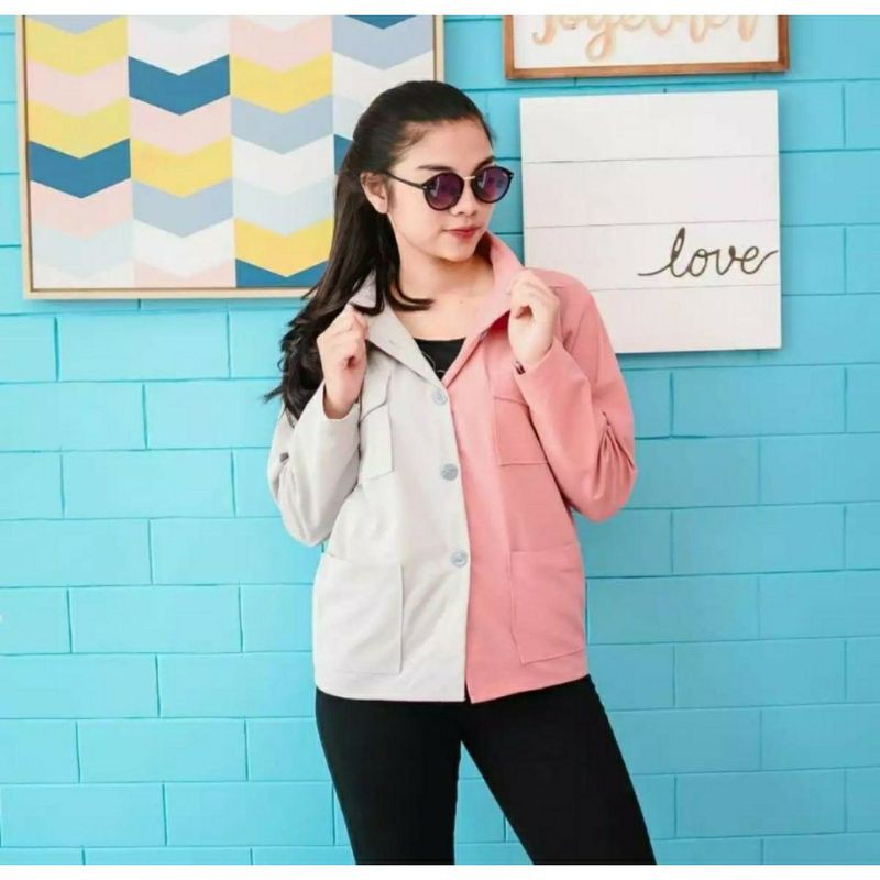 Kemeja Wanita Casual Panjang Pendek Jumbo Polos Hitam Kemeja Wanita Casual Panjang Pendek Jumbo Polos Hitam