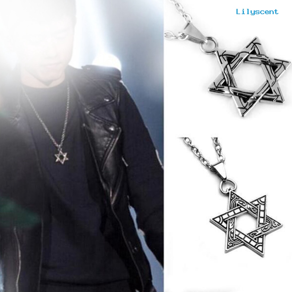 Kalung Rantai Liontin Hexagram Gaya Hip Hop Untuk Unisex