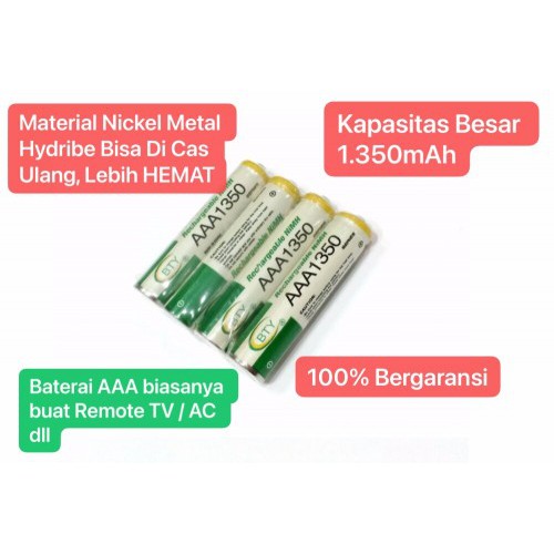 BA-01 BATERAI AAA 1.350Mah ORIGINAL Double Power BATTERY CAS CHARGER RECHARGEABLE Ni-MH 1,2