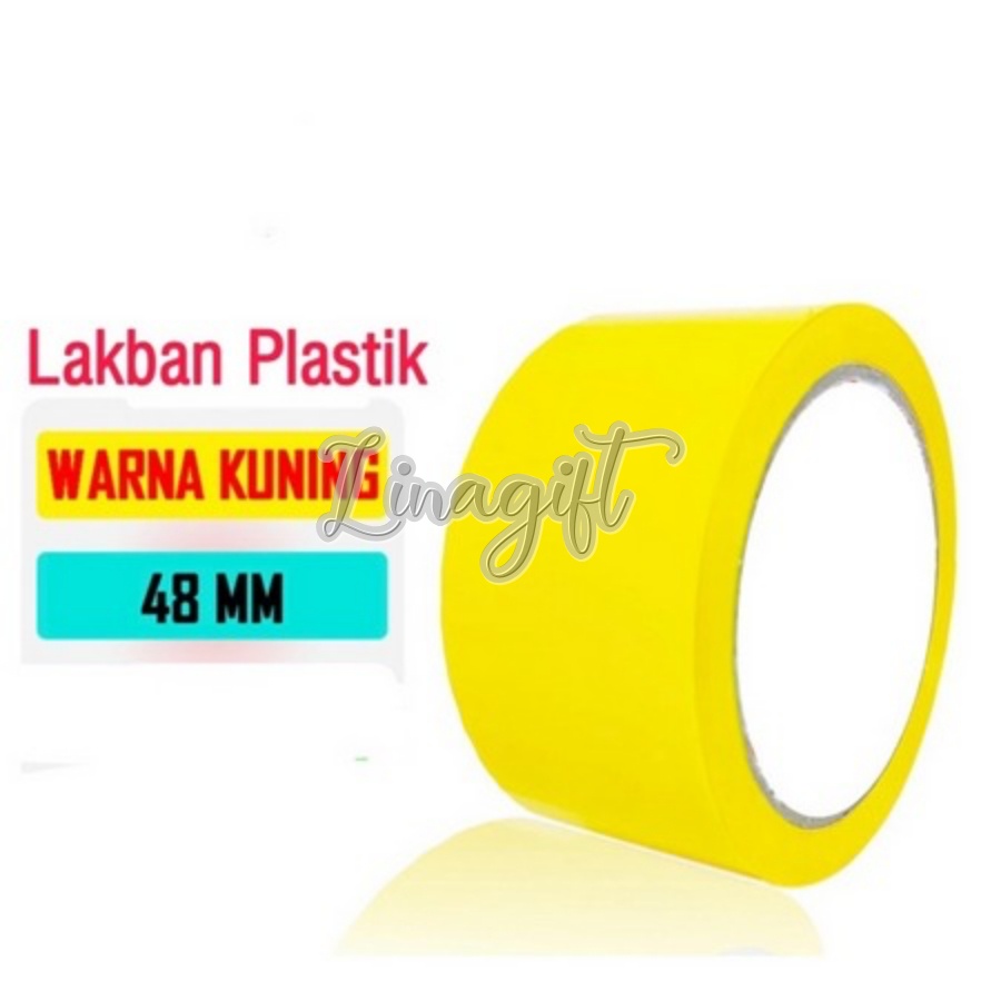 ( Rol 90 Yard ) LAKBAN WARNA 48MM / PLAKBAN PLASTIK 2 IN CLEAR BENING COKLAT BROWN