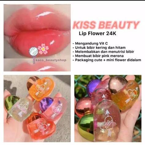 (cyber) cod promo lip Flower bunga bentuk hati 24k lipbalm