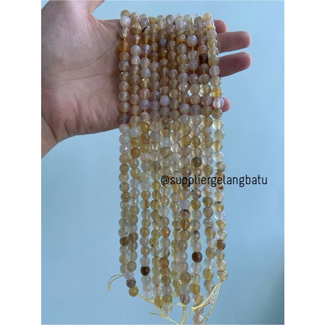 bahan soft yellow agate cutting 8mm natural corak akik alam faceted