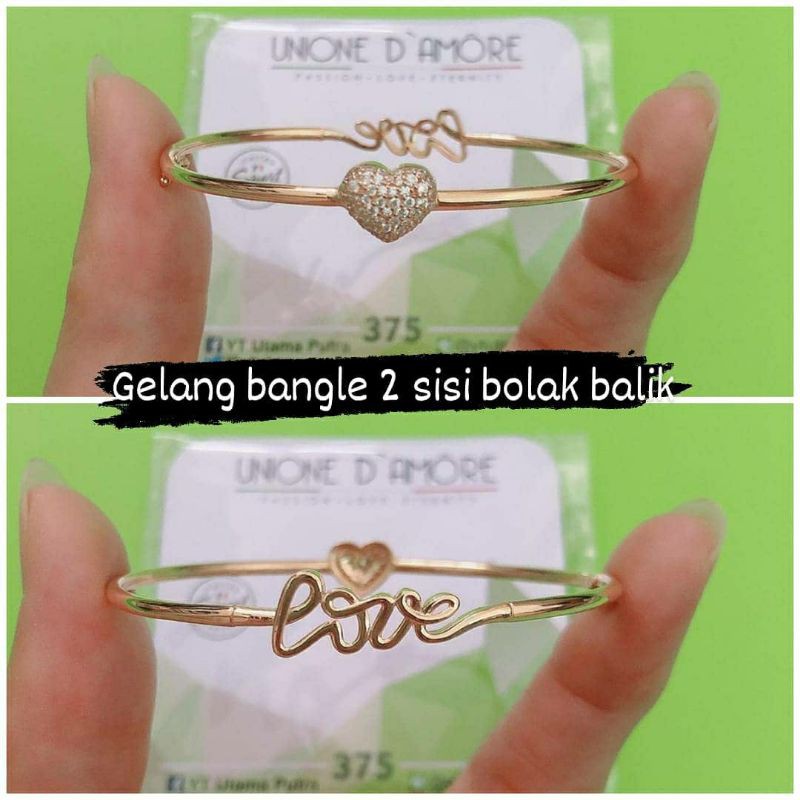 Gelang bangle 2 sisi love bolak balik YT kadar 375