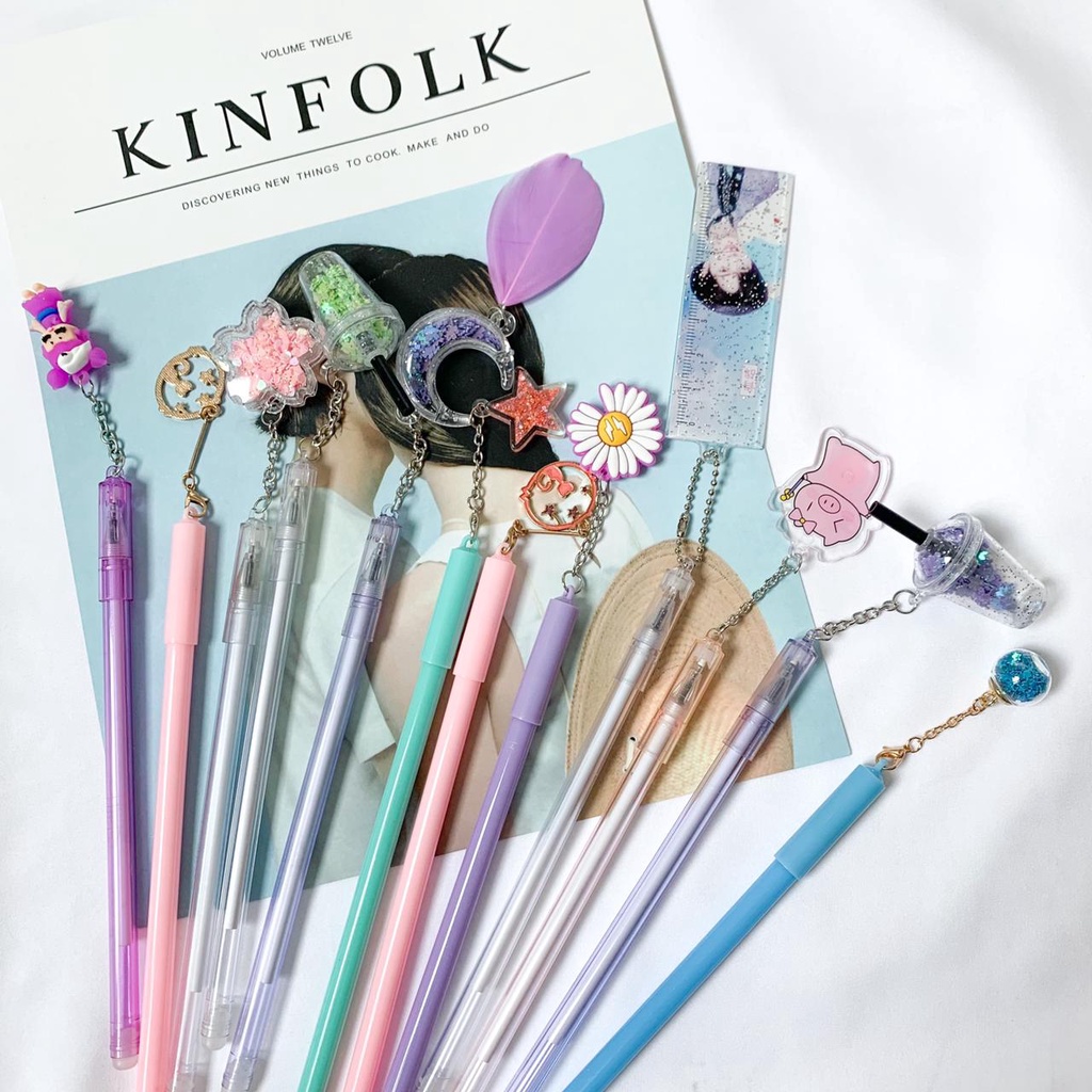 Pulpen Bulan sabit random 1 lusin isi 12 pulpen starbucks kado unik gift box hadiah kado pena pen bo-3