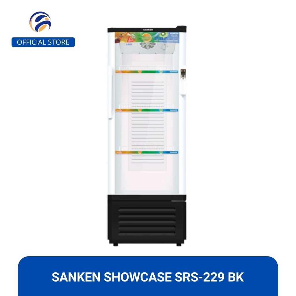 Sanken SRS-229 BK/MR Showcase Lemari Pendingin Kapasitas 220 Liter