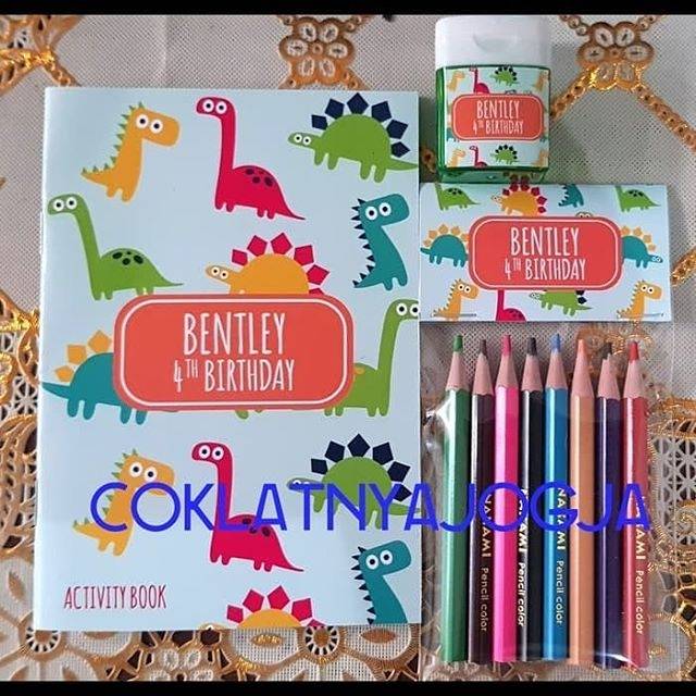 

(PO 13hr kerja, MIN 12) Birthday Souvenir Mini Goodie Isi Pocket Book, pensil warna plastik isi 8 dan rautan