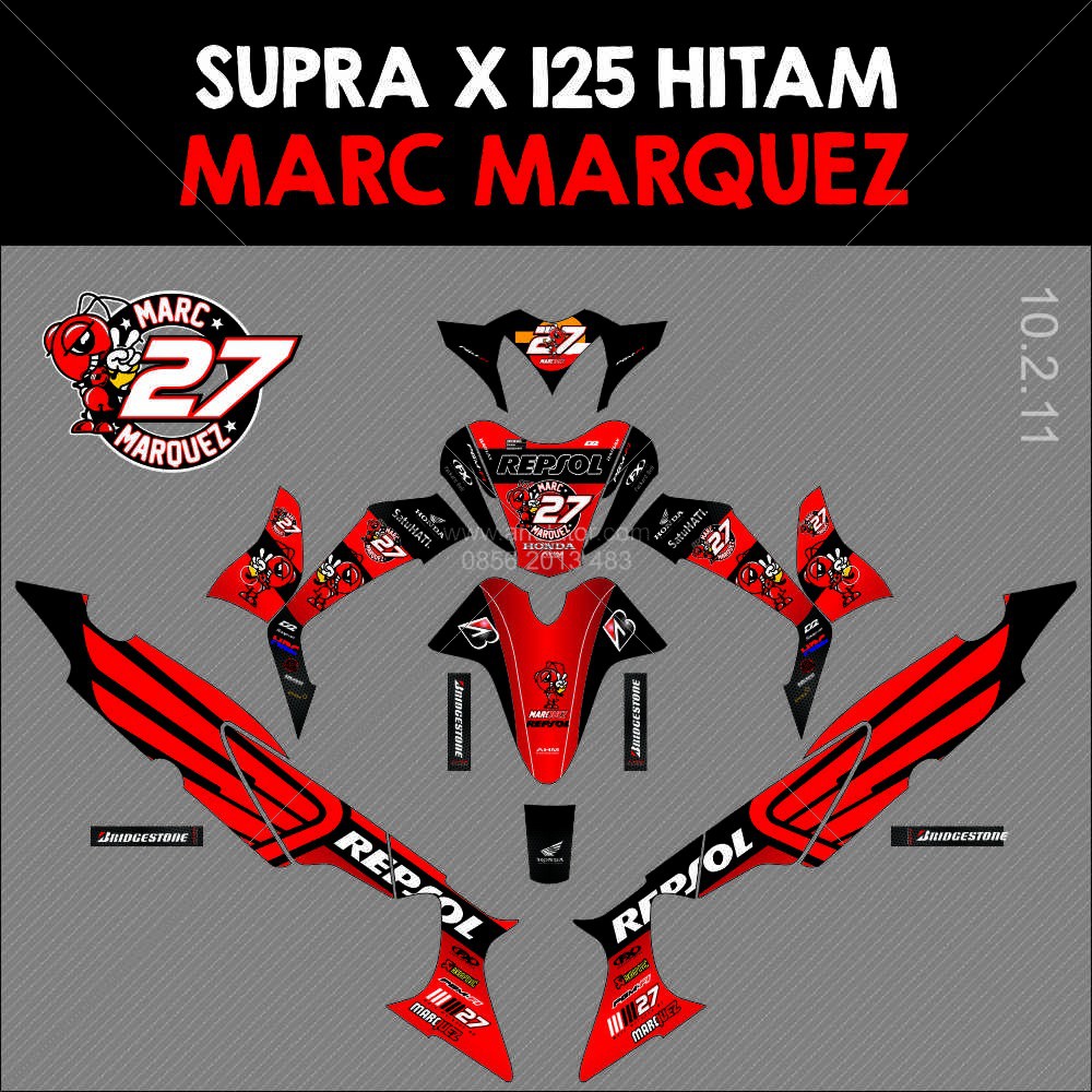 Sticker Striping Motor Stiker Honda Supra X 125 Marc Marquez 27 A