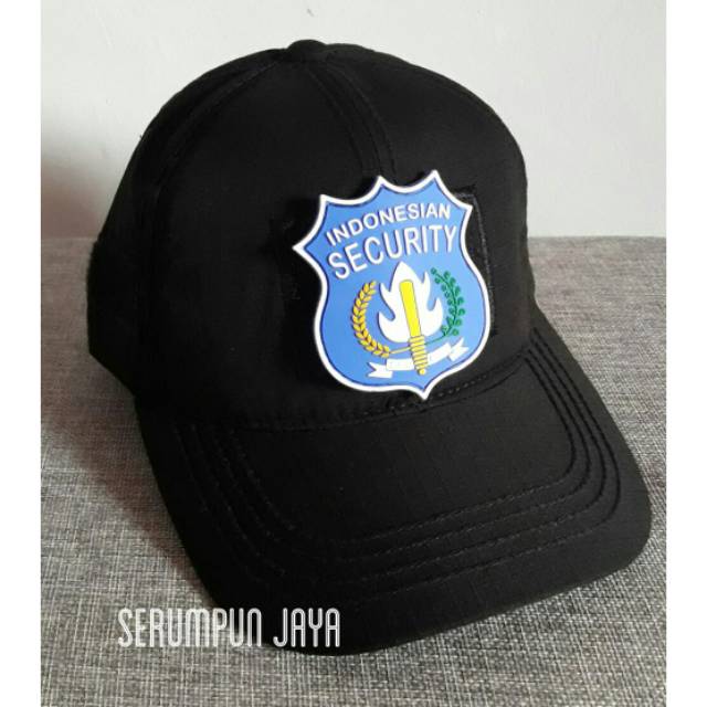 TOPI LOGO BIRU INDONESIAN SECURITY - TOPI VELCRO + PATCH BIRU INDONESIAN SECURITY