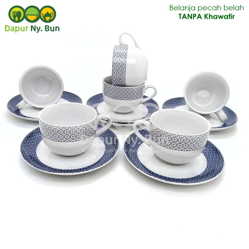 6 Pasang Cangkir Set Motif Blue Star Cangkir Kopi Teh Shopee Indonesia 4961