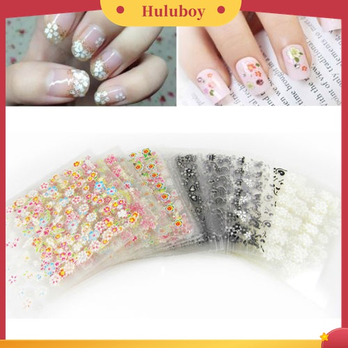 Huluboy Huluboy♡ 50pcs Stiker Kuku 3D Desain Bunga Butterfly Untuk Manicure