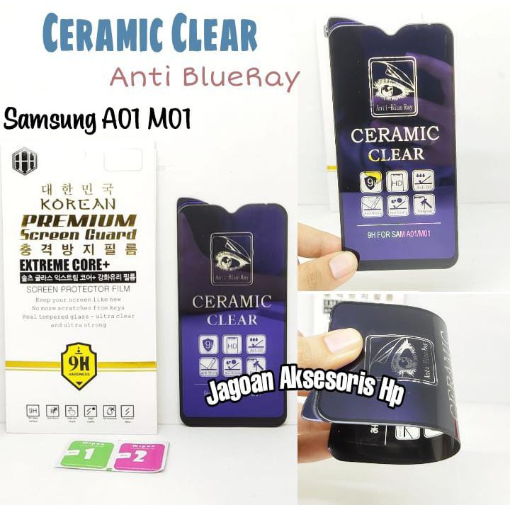 Ceramic CLEAR ANTI BLUE Samsung A01 A015F M01 5.7 inch Screen Protector Full Layar No Sidik Jari Ant