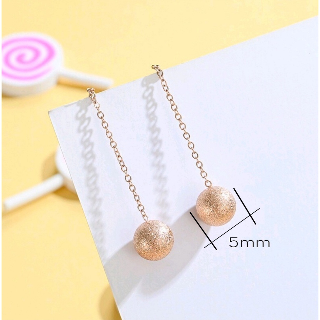 Anting Drop Model Bola Pasir Warna Gold dan Silver