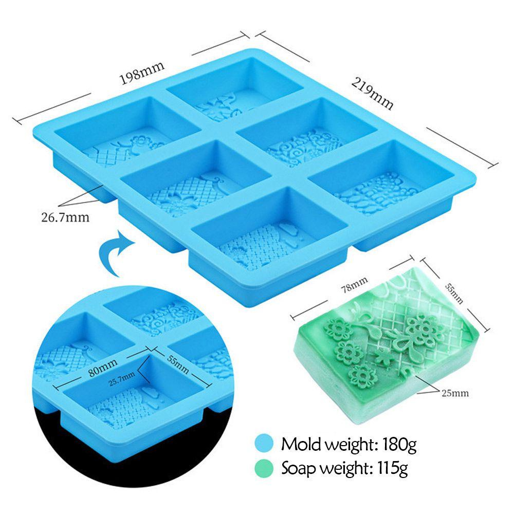Solighter Cetakan Sabun Silikon Dengan Pola Hias Multi-Fungsi 3D DIY Craft 6rongga Handmade Soaps Supplies